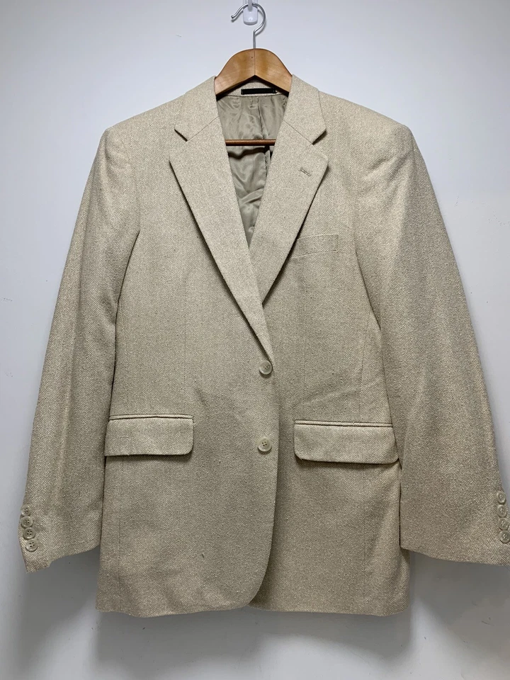 39R CLUB ROOM 100% Seda OLD MONEY BLAZER Abrigo Deportivo Chaqueta BLANCO ROTO RARO LUJO Foto 2 de 4