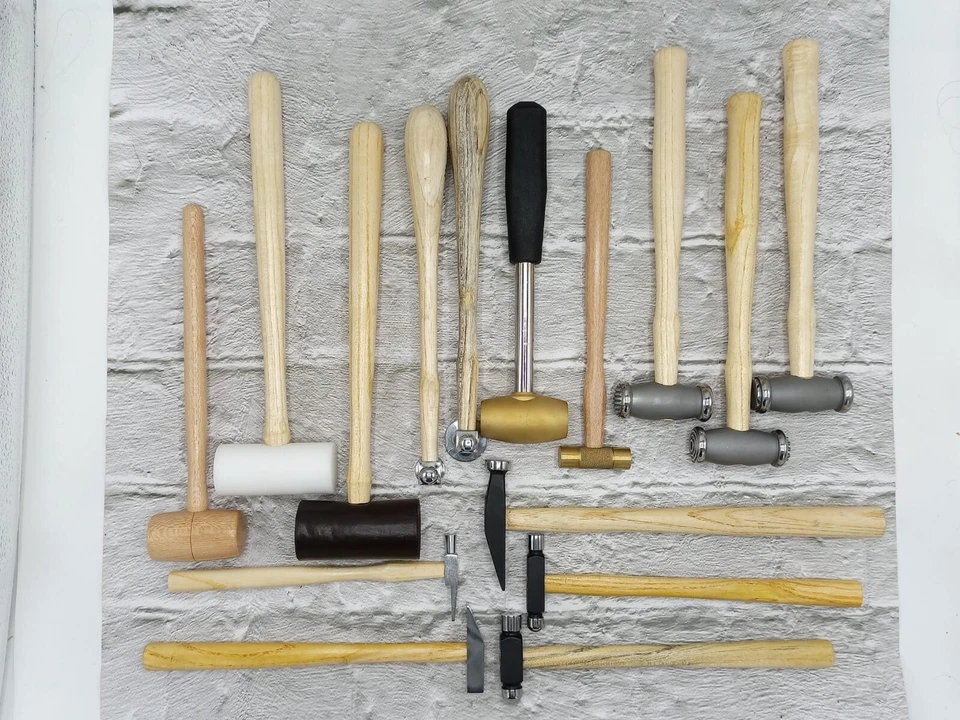 Set of 15 Jewelry Hammers - Chasing - Leather - Texture - Mallet - Leather - image 4 of 4