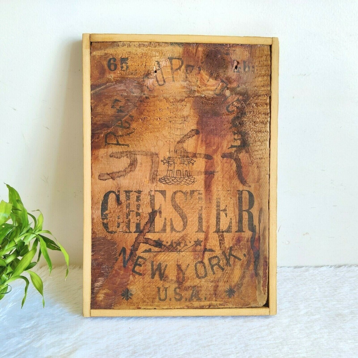 置物 vintage wood signboard 1920s Vintage Refined Petroleum Chester Wooden Sign Board New York