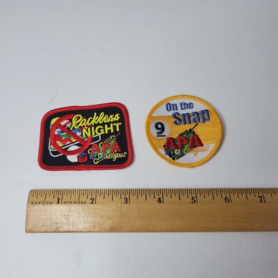 APA 9 Ball On The Snap Pool Leagues 2.5'' & Rackless Night 3'' Embroidered Patch 