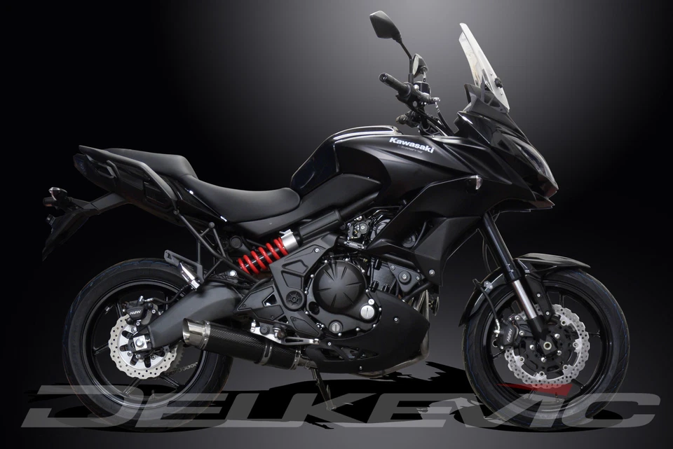 Silenciador de carbono redondo Kawasaki Versys 650 2015-2021 escape completo 2-1 14" Foto 4 de 4