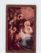 Postcard Nativity Scene Baby Jesus in A Manger