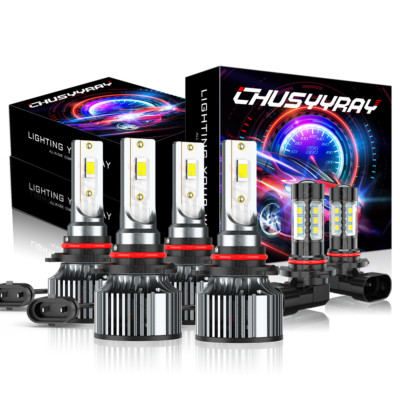 Combo LED Headlight High Low Beam Fog Light Bulbs Kit 6000K White 9005+9006+9145
