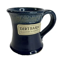 Sunset Hill Stoneware Coffee Mug "Dirt Farm Bluemont * Virginia" Blue & Green