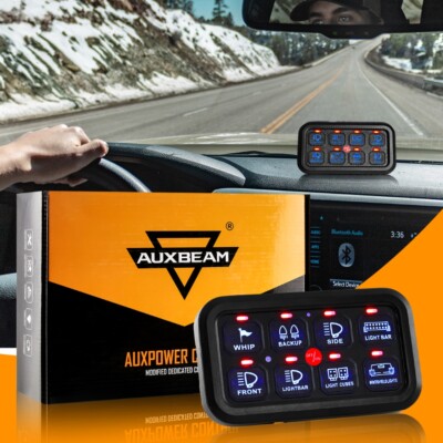 AUXBEAM 8 Gang Switch Panel LED Light Circuit On-Off Control Box Blue Back Light