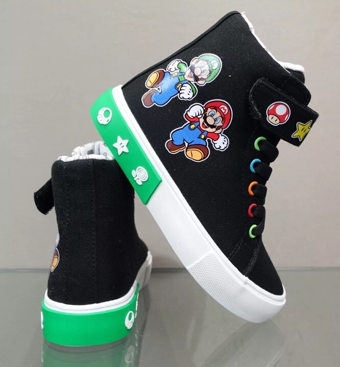 Nintendo Super Mario Kid's Size 13 Sneakers Casual Shoes Black