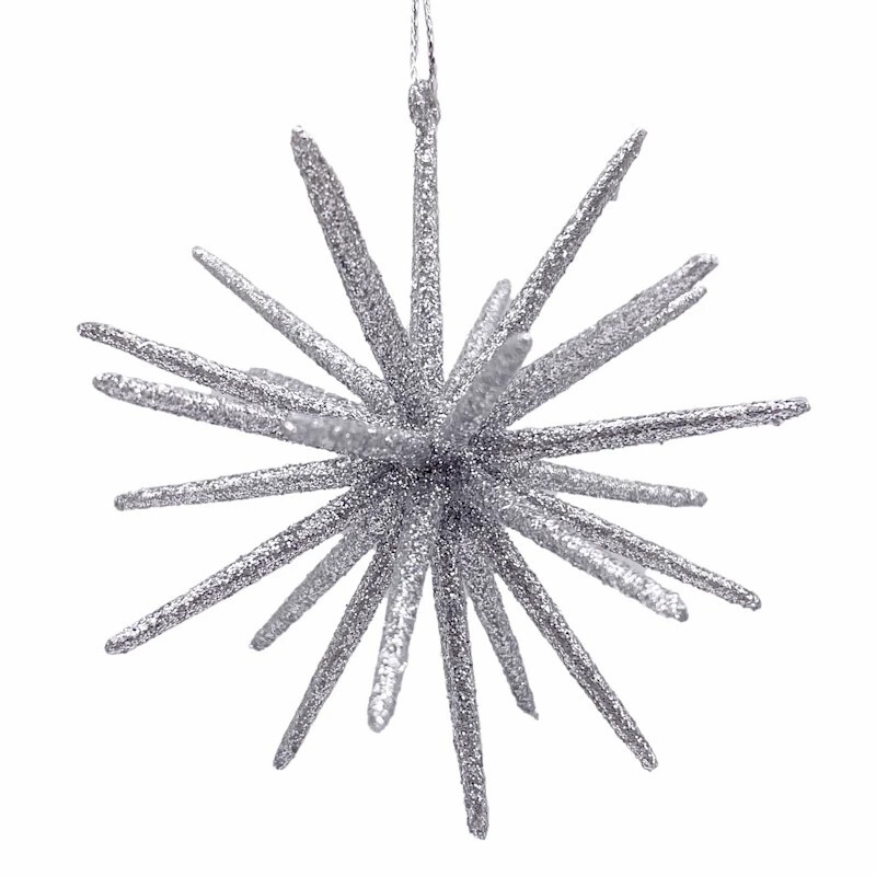 Large Retro Sputnik Silver Glitter Star Topper for Ceramic Christmas