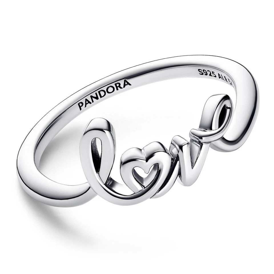 Pandora Anello Da Donna Scrittura A Mano Amore Argento 193058C00 - Immagine 2 di 3