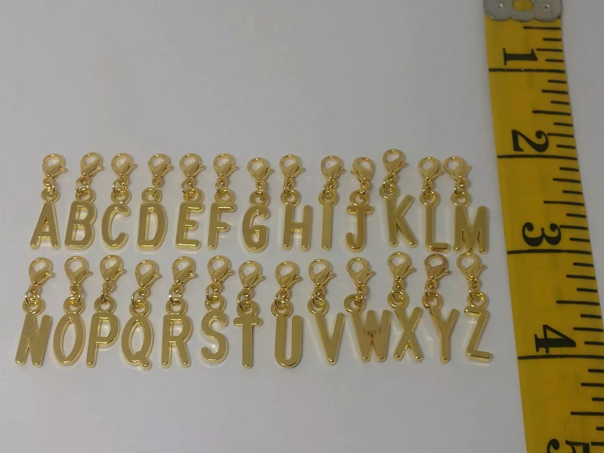 Gold Finished Clip-On Ready to Wear Letter Charms Alphabet Charms