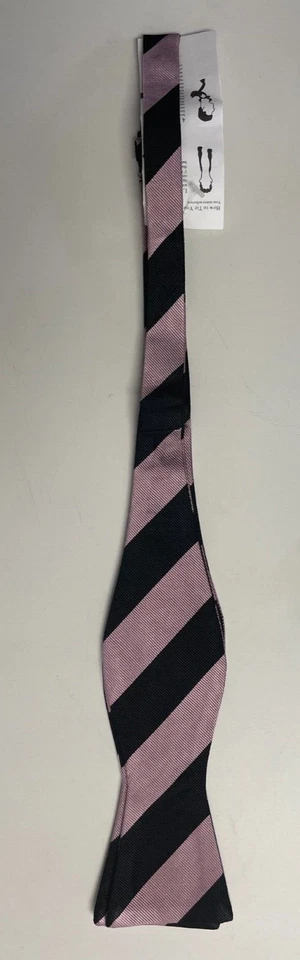 Pajarita Hombre Seda Rosa Negro Rayas AUTOCORBATA Pajarita Foto 3 de 4