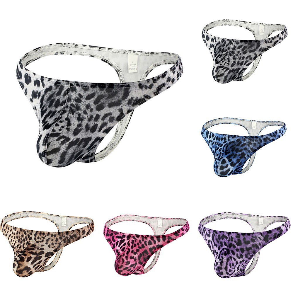 Leopard Underpants Low-rise Men Pouch Thong Underwear Breathable Bulge
