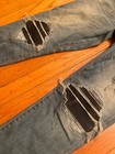 Amiri mike indigo mx1 leather stretch denim jeans size 34 waist W patched rare — photo 4