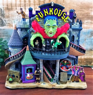 Lemax Spooky Town Halloween Frankenstein Funhouse Sound Lit & Animated NIB VIDEO