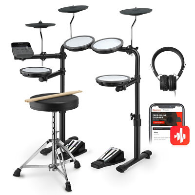   Donner DED-70 E-Drum mit Mesh-Pads, Kopfhörer, Hocker und Melodics-Lektionen