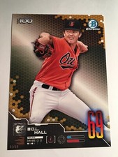 2019 Bowman Top 100 Jumbo 5x7 D.L. Hall Orioles BTP69 Gold 05/10