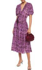 Ulla Johnson 'Kemala' Bow-Detailed Printed Cotton-Gauze Midi Wrap Dress sz 12