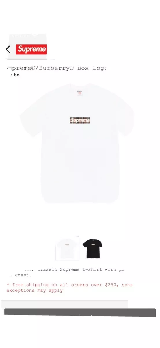 Supreme Supreme X Burberry Box Logo Tee White  Size XL Available For  Immediate Sale At Sotheby's