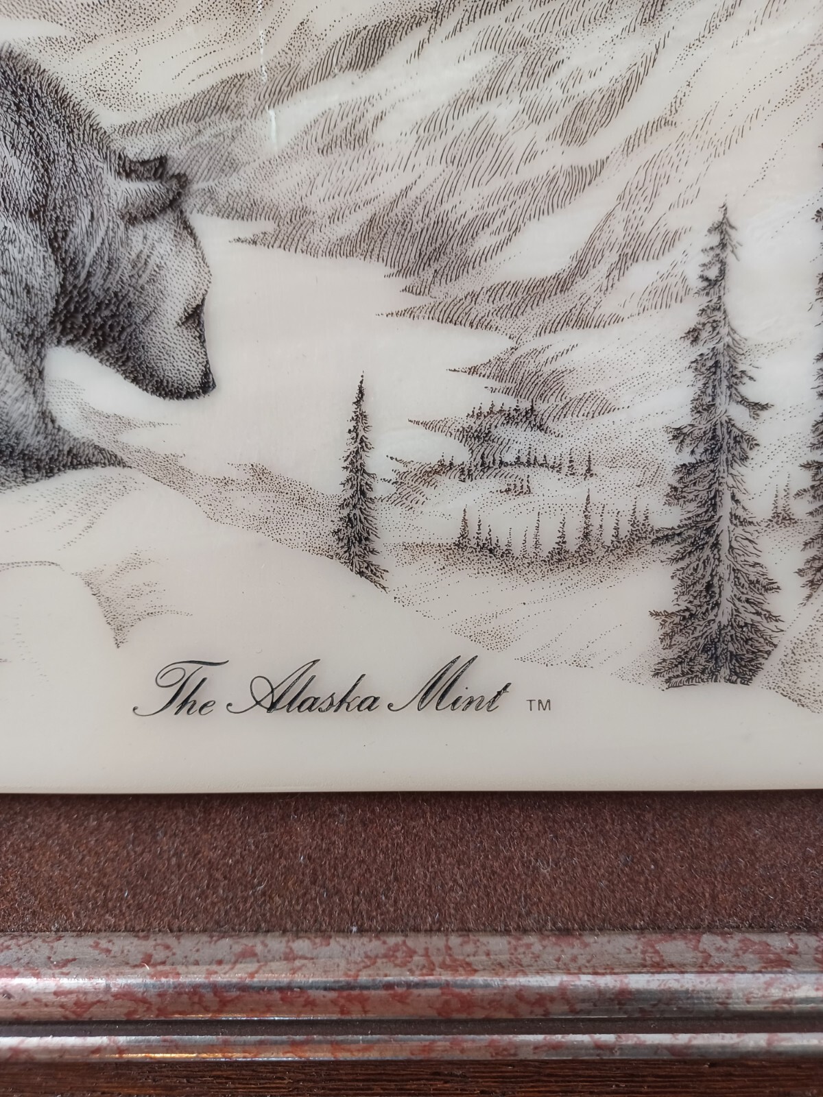 Vintage Framed Kiana The Alaska Mint Grizzlies Marble Artist Hand