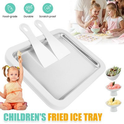 Fried Ice Cream Roll Maker Making Machine Braten Eisplatte Kinder 2 Spachteln