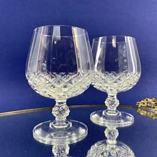 Schott-Zwiesel Pair Of Crystal Brandy Snifters 5” Ball Stem Ribbed Glasses