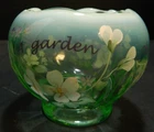 Vintage Artist Signed Fenton Opalescent Green Rose Bowl  Excellent A Garden of F