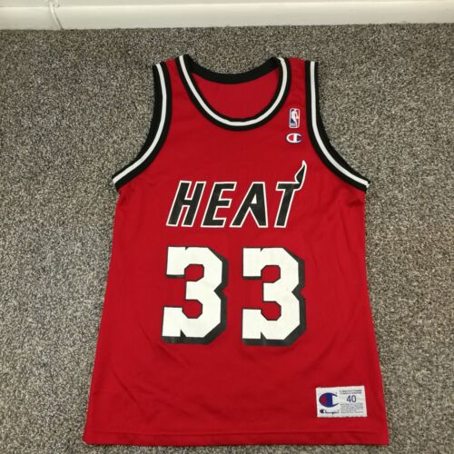 Vintage Champion Alonzo Mourning Miami Heat Jersey Red Sz 40 / Medium USA Made - Picture 1 of 11