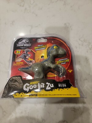 Heroes of Goo Jit zu Jurassic World VELOCIRAPTOR BLUE Dinosaur stretch figureNEW