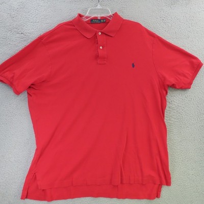Ralph Lauren Polo Shirt Mens 2XL 2XLT Tall Red Short Sleeve Blue Pony Golf
