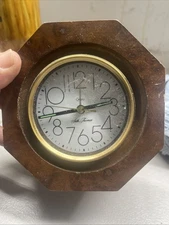 Quartz Seth Thomas Mantel Clock Octagon Dark Wood Battery Operated Sound 5"x5" 