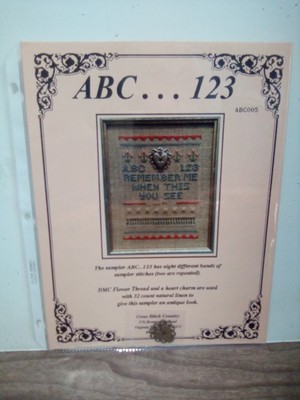 Cross Stitch Country 1993   ABC  123 Sampler Chart & Embellishment Remember Me