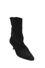 Manolo Blahnik Womens Suede Pointed Toe Ankle Boots Black Size 38.5 8.5