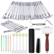 Leather Stamping Tools - Leather Carving Tool Kit, Saddle Making Tools Set, S...