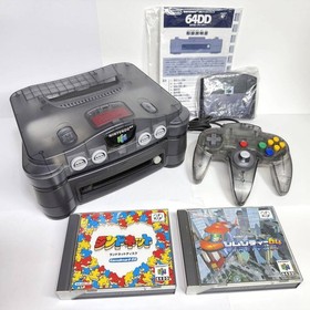 Nintendo 64 Clear Black Console w 64DD Controller Randnet Disk SimCity64 Tested