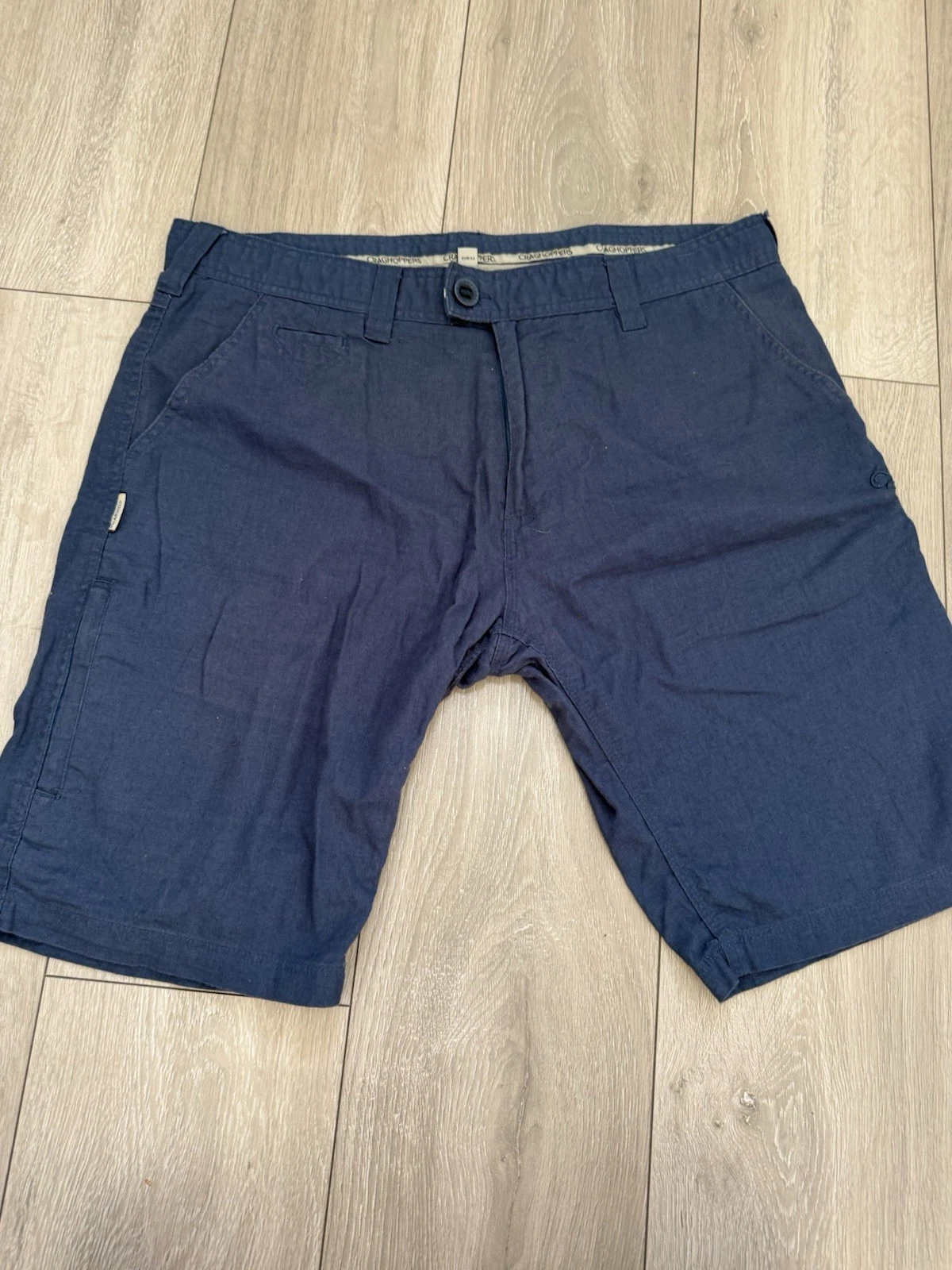 Craghoppers Men's Mantaro Linen Shorts 36W Long 11" Inseam Blue