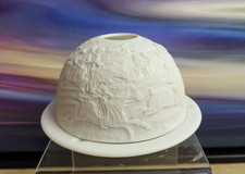 BERNARDAUD LIMOGES "The Hunt" Bisque Porcelain Votive, Lithophane, Fox Hunt