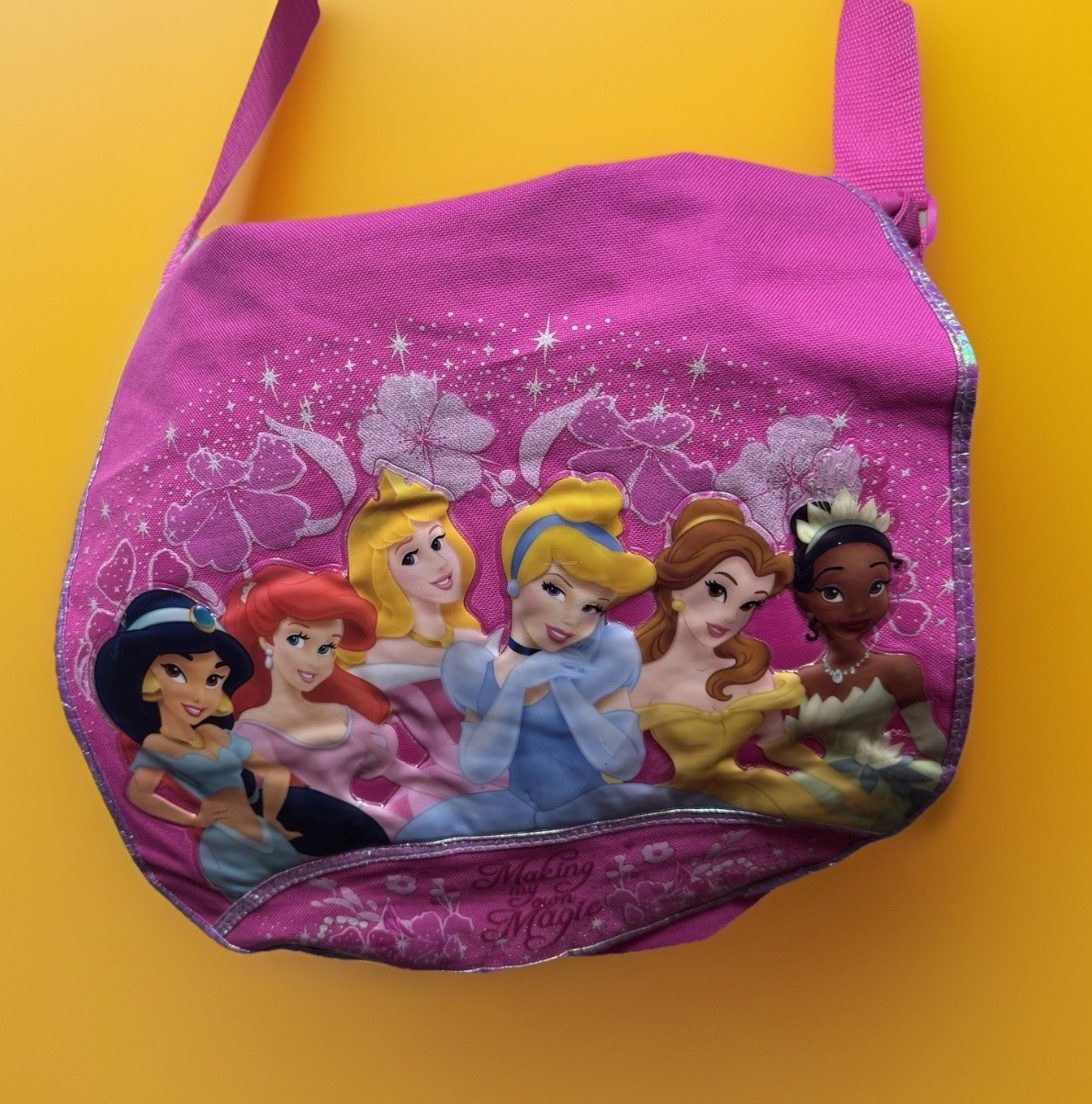 Disney Girl's Princess Pink Messenger Over The Shoulder Bag Carrying Purse