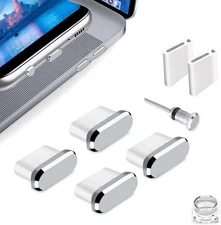 4 Pack USB C Port Plugs Anti Dust Covers Type C Charging Port Protector Silver, 