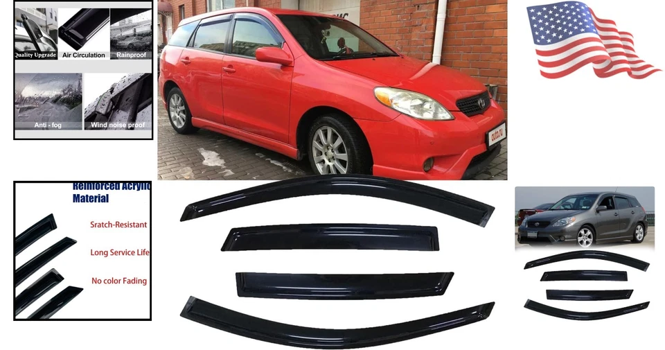 Easy Install Window Wind Deflector Kit for 2003-2008 Pontiac Vibe/Toyota Matrix Foto 2 de 4