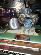 Lot Of 2 Vases- 1 MCM VNT & 1 Hebron Hand Blown See Description For Full Detail