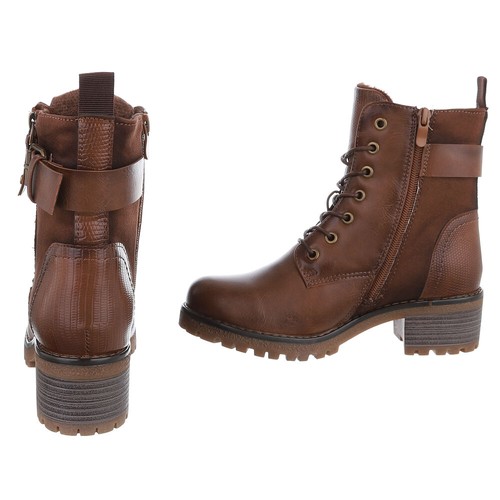 Scarpe stringate donna Used Look con lacci traforati Ital-Design 3661 in cammello - Foto 5 di 11