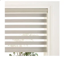 Zebra Dual Layer Light Filtering Roller Shades Package of Two Blinds Grey