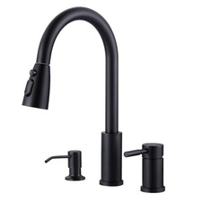 3 Hole Kitchen Faucet with Soap Dispenser and Separate Handle