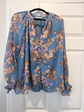 Floral Print Flounce Sleeve Blouse