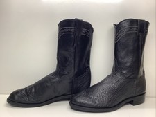 MENS JUSTIN WESTERN ROPER BLACK   OSTRICH SKIN  BOOTS SIZE 9 E