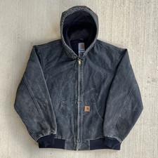 Carhartt J130 black hooded work wear jacket Medium