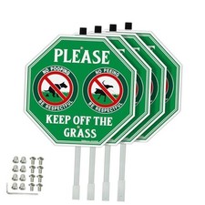 No Peeing No Pooping Dog Sign with 36" Stake for yard, Keep off Green - 4 Pack