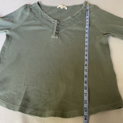 Lucky Brand Green Thermal Henley Style Womens Top Size XL - Picture 5 of 9