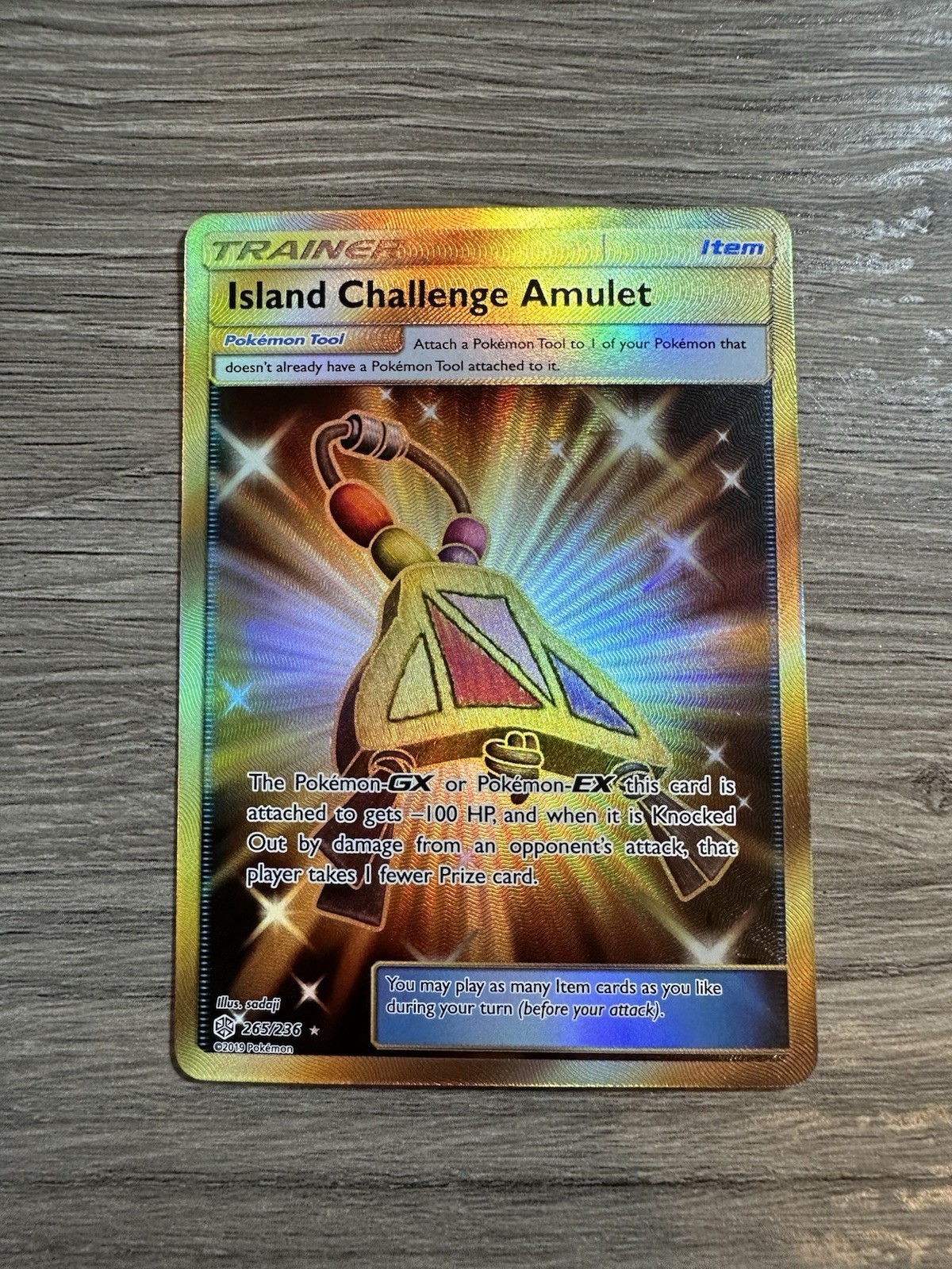 Island Challenge Amulet (Secret) Secret Rare SM - Cosmic Eclipse 265/236 NM