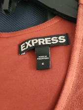 "EXPRESS". Faux Suede Dress .with Small Grommets As Belt +chest To Waist. Sz. 6