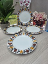 4 x Vintage Kathie Winkle Dinner Plates Mexico Pattern Broadhurst Ironstone 